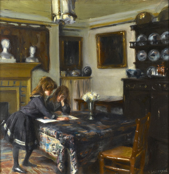 Artist Albert de Belleroche (1864-1944): The dining room of John Singer Sargent, circa 1884