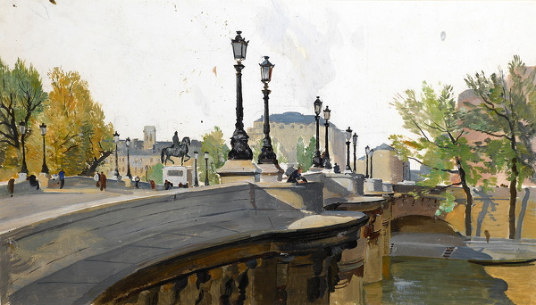 Artist Charles Cundall (1890-1971): Pont Neuf, 1952