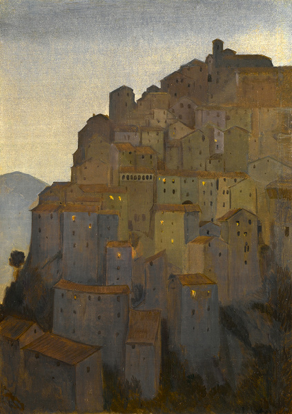 Artist Charles Cundall (1890-1971): Dusk, Anticoli Corrado, 1921