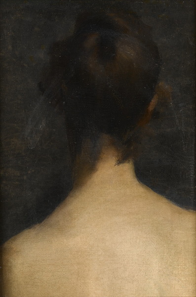 Artist Albert de Belleroche (1864-1944): Rear view, head and shoulders, of young woman, circa 1885
