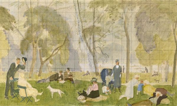 Percy-Horton: Study-for-Kensington-Gardens,-1923
