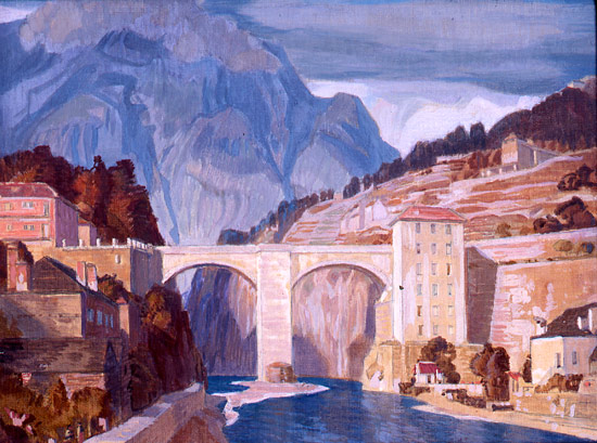 Artist Charles March Gere (1869-1957): The Italian Enterance to the Simplon Pass, 1937